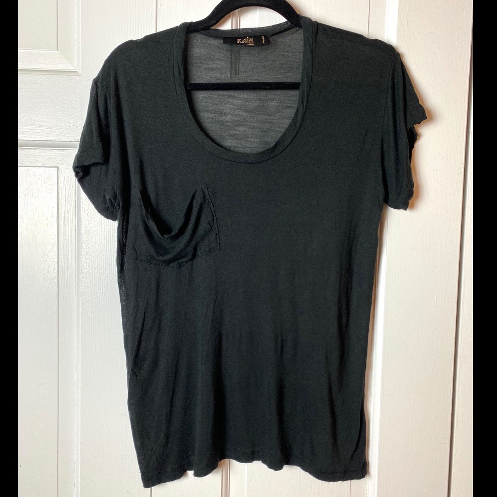 KAIN Sheer Scoop Neck Pocket T- Shirt